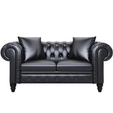 63" Deep Button Tufted PU leather Upholstered Loveseat Sofa Classic Set