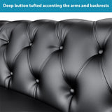 63" Deep Button Tufted PU leather Upholstered Loveseat Sofa Classic Set