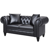 63" Deep Button Tufted PU leather Upholstered Loveseat Sofa Classic Set