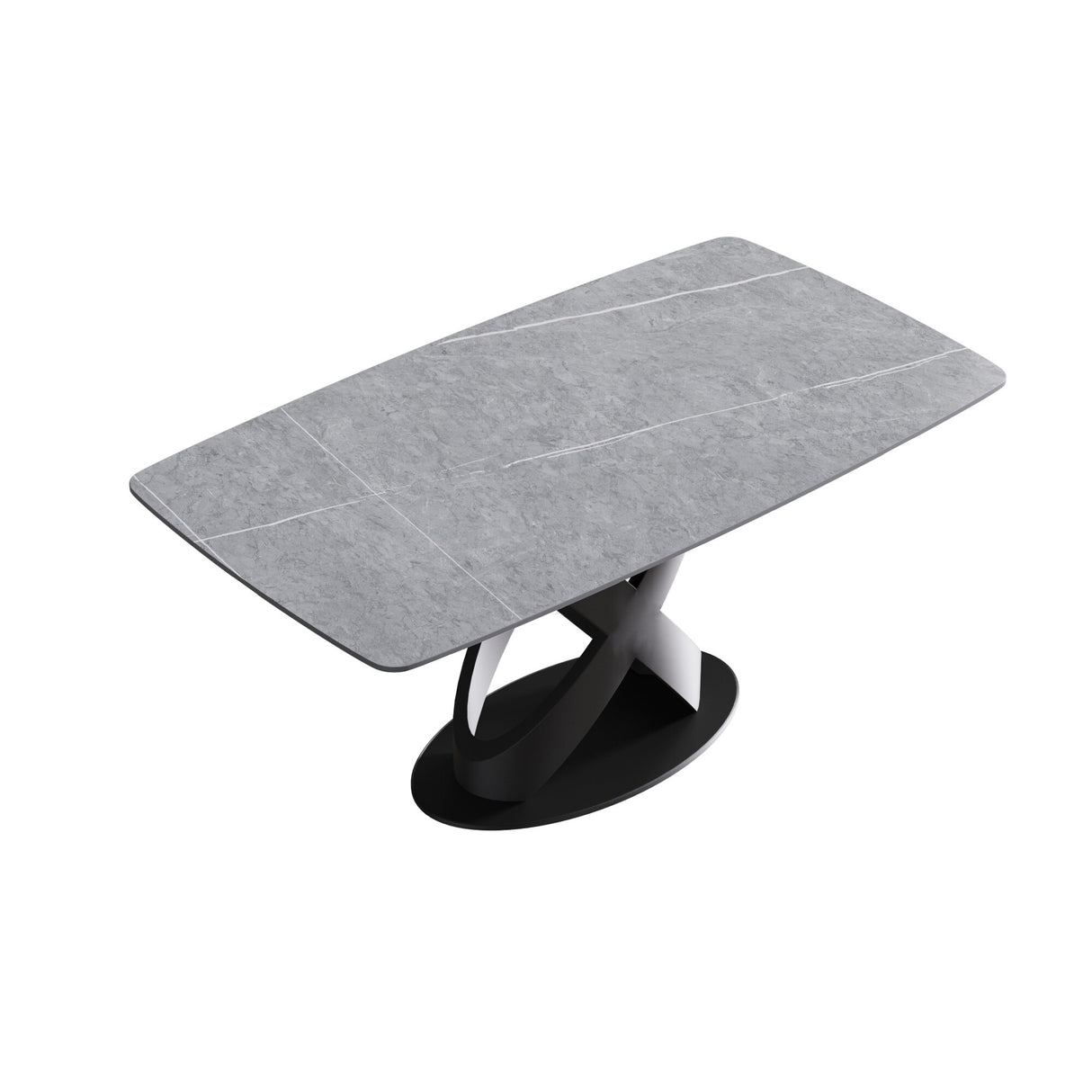 63" Rectangular Sintered Stone Dining Table for 4-6,Solid Black Carbon Steel Base