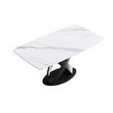 63" Rectangular Sintered Stone Dining Table for 4-6,Solid Black Carbon Steel Base