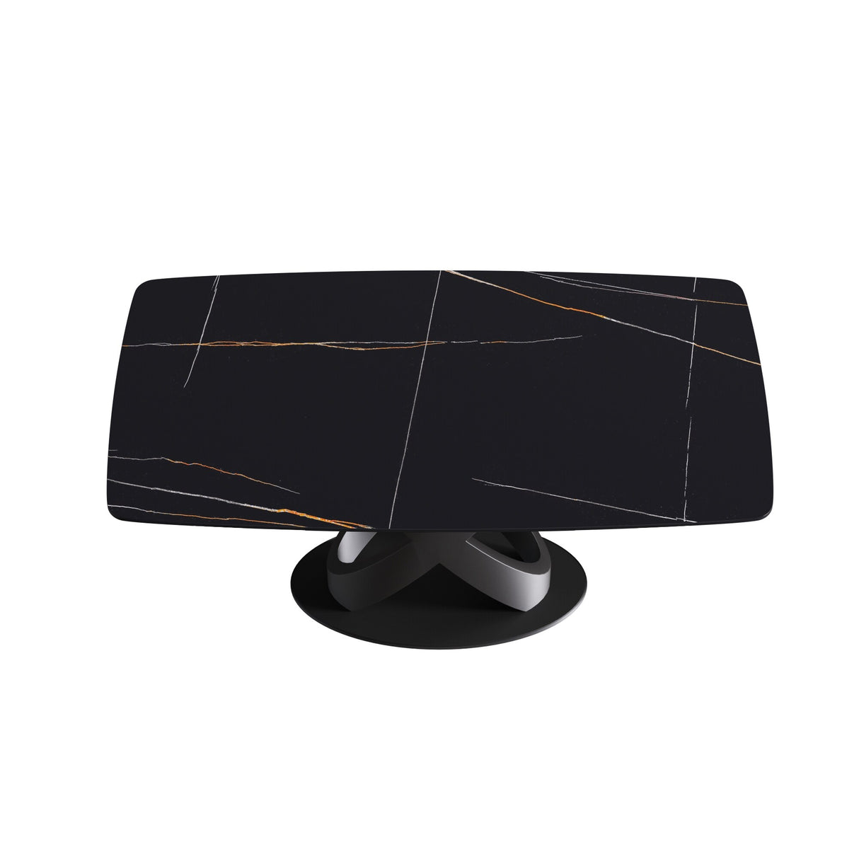 63" Rectangular Sintered Stone Dining Table for 4-6,Solid Black Carbon Steel Base