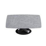 63" Rectangular Sintered Stone Dining Table for 4-6,Solid Black Carbon Steel Base