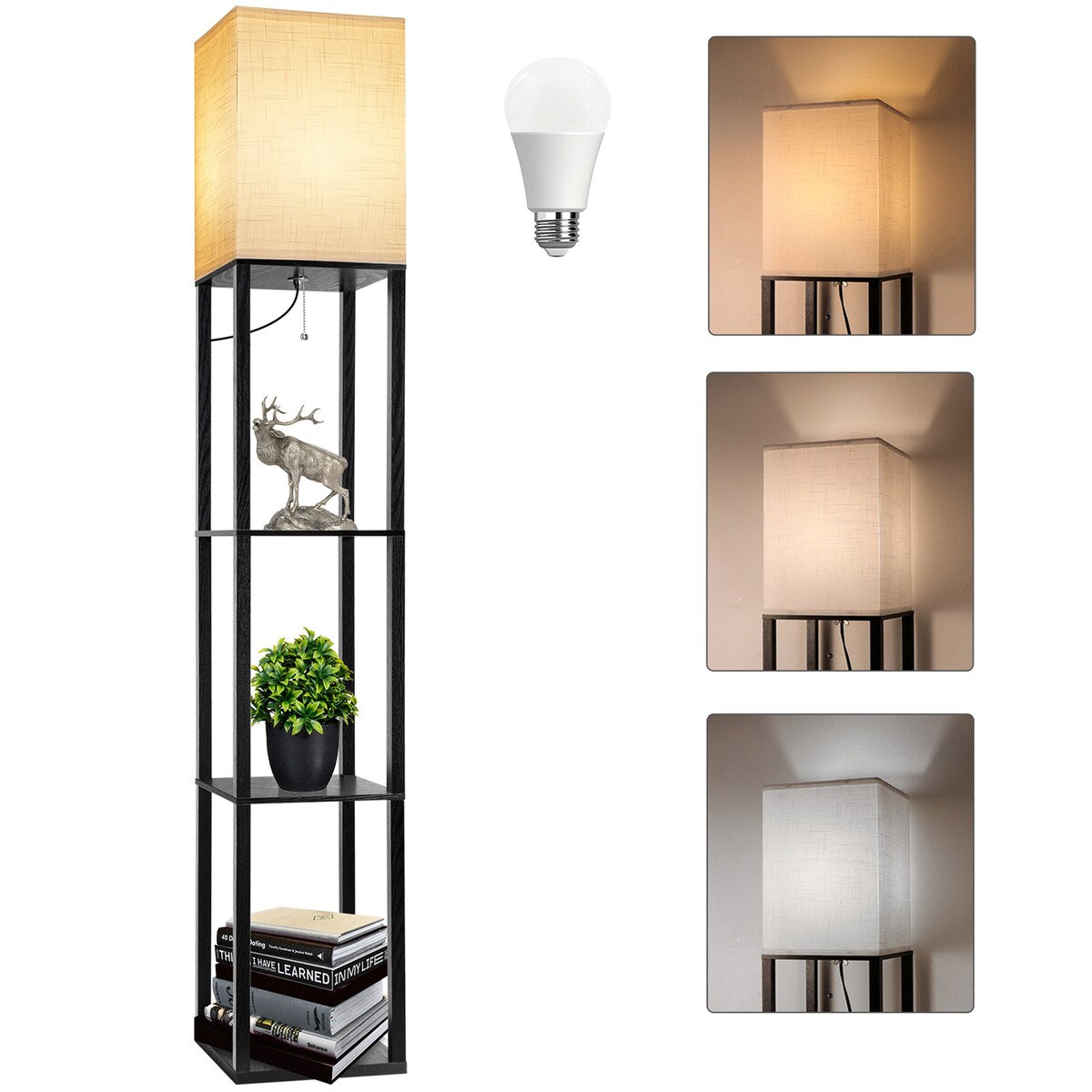 63" Shelf Floor Lamp, Included Bulb - 10. 2 L x 10. 2 W x 63H  inch