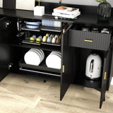 63"W Black Accent Storage Cabinet with Door，drawer and Adjustable Shelf, Buffet Cabinet