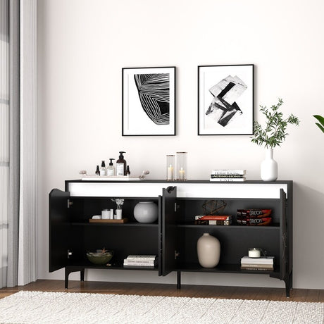 63"W Modern Sideboard with Four Doors, Adjustable Shelves Cabinet, sideboard for Living Room