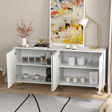 63"W Sideboard Buffet Cabinet , White Side Storage Cabinet with Doors and Adjustable Shelves