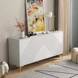 63"W Sideboard Buffet Cabinet , White Side Storage Cabinet with Doors and Adjustable Shelves