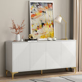 63"W Sideboard Buffet Cabinet , White Side Storage Cabinet with Doors and Adjustable Shelves