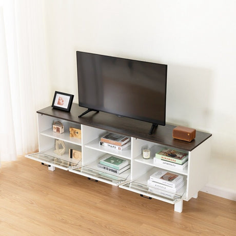 63"W TV stand,TV cabinet,American country style TV lockers,The toughened glass door panel