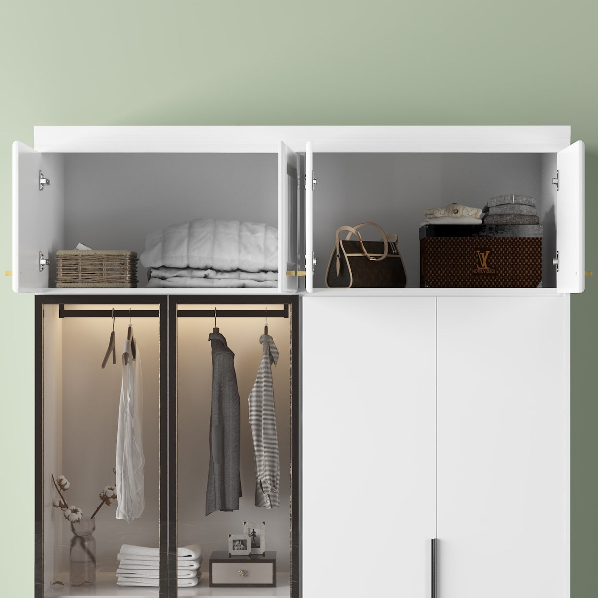 63"W Top Cabinet Maximize Closet Space Overhead Wardrobe Storage Unit