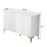 63"W White Accent Storage Cabinet with 4 Doors,Modern Sideboard,Buffet side Cabinet