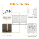 63"W White Accent Storage Cabinet with 4 Doors,Modern Sideboard,Buffet side Cabinet
