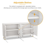 63"W white Sideboard Buffet Cabinet,4doors Storage Cabinet with Adjustable Shelves for Dining Room