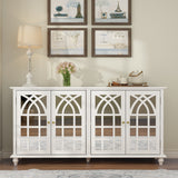 63'' Retro Mirrored Console Table Sideboard 2 Cabinets Storage Cabinet
