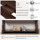 Wood Console Table with Drawers and Shelf