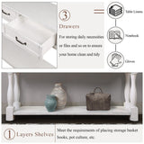 Wood Console Table with Drawers and Shelf