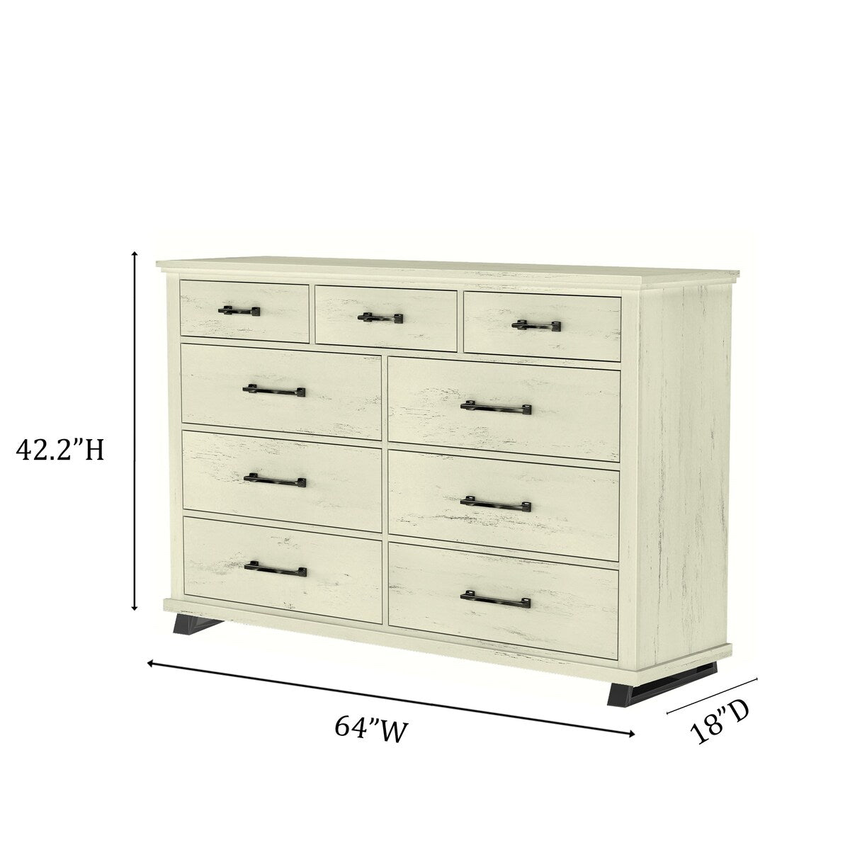 64 in. Wide 9-Drawer Dresser - Contemporary Design w/ Ample Storage