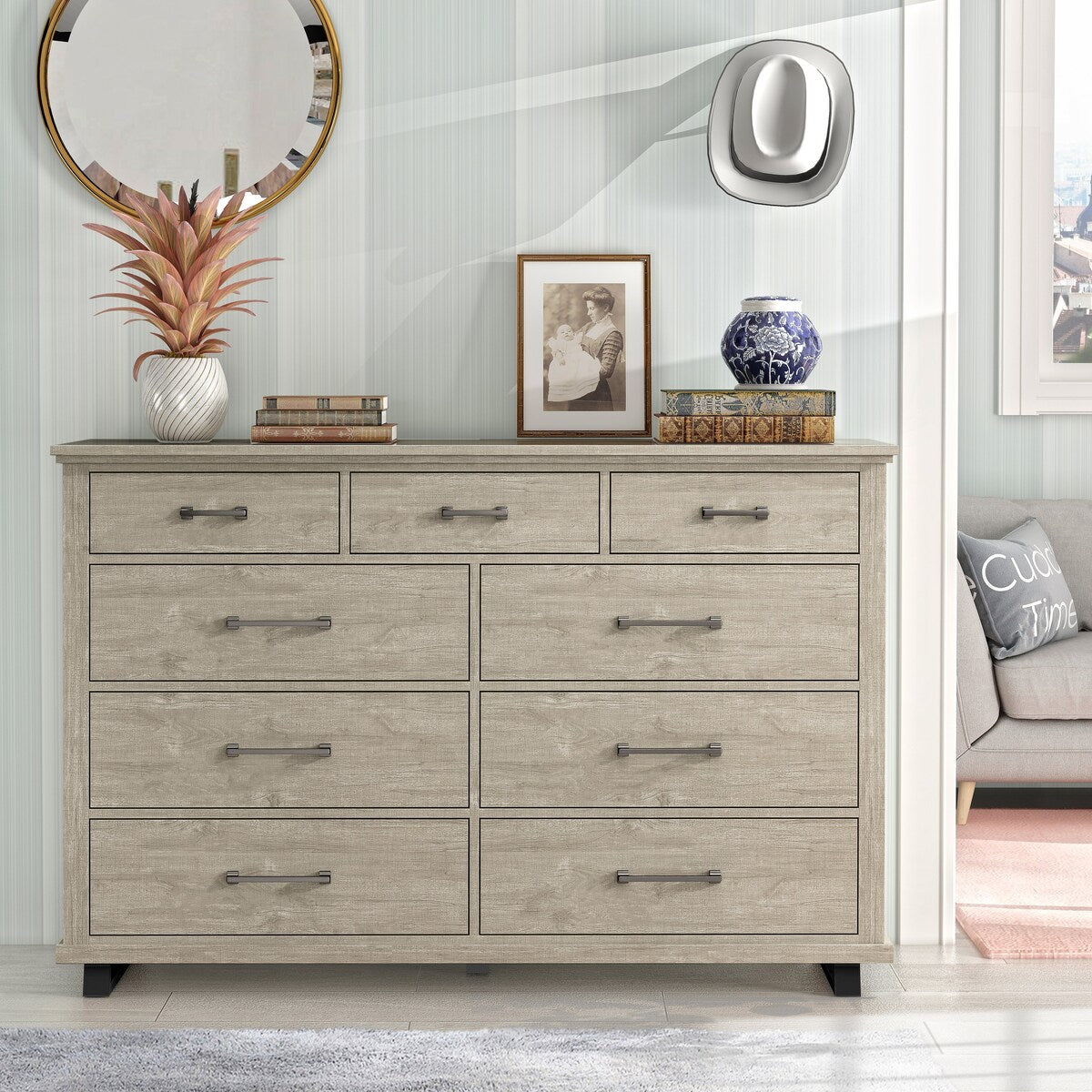 64 in. Wide 9-Drawer Dresser - Contemporary Design w/ Ample Storage