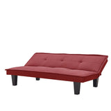 64.57" Fabric Futon Sofa Bed, Convertible Folding Futon Sofa Bed Sleeper with Adjustable Tufted Back and Plastic Legs