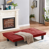 64.57" Fabric Futon Sofa Bed, Convertible Folding Futon Sofa Bed Sleeper with Adjustable Tufted Back and Plastic Legs