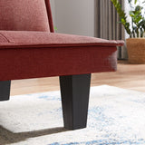 64.57" Fabric Futon Sofa Bed, Convertible Folding Futon Sofa Bed Sleeper with Adjustable Tufted Back and Plastic Legs
