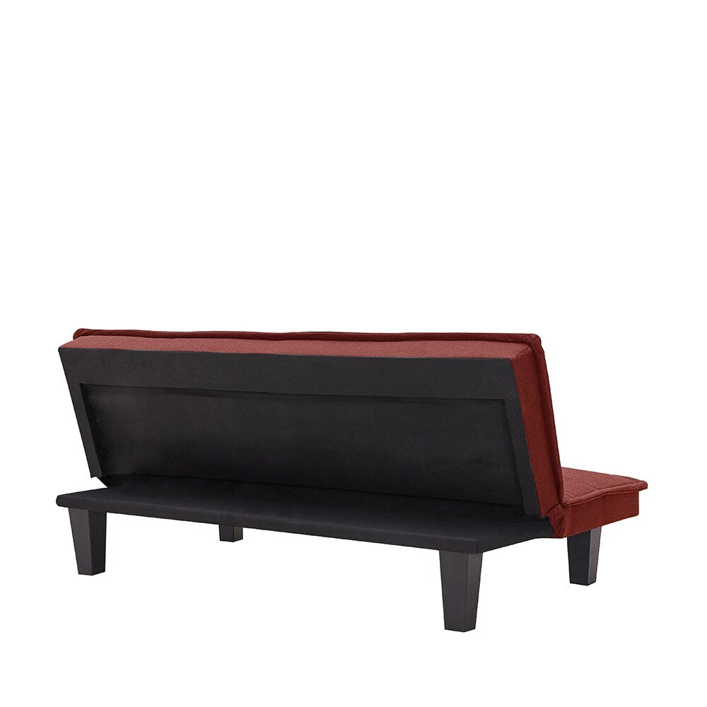 64.57" Fabric Futon Sofa Bed, Convertible Folding Futon Sofa Bed Sleeper with Adjustable Tufted Back and Plastic Legs