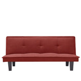 64.57" Fabric Futon Sofa Bed, Convertible Folding Futon Sofa Bed Sleeper with Adjustable Tufted Back and Plastic Legs