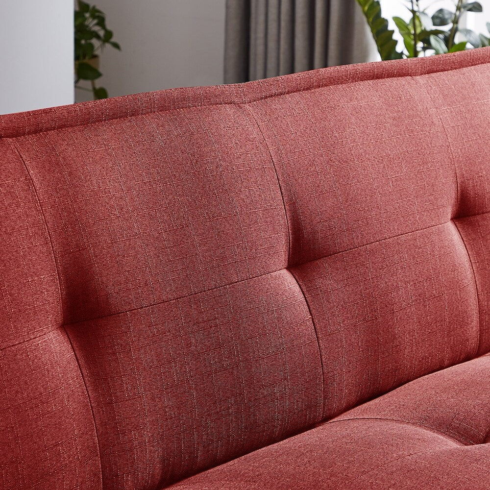 64.57" Fabric Futon Sofa Bed, Convertible Folding Futon Sofa Bed Sleeper with Adjustable Tufted Back and Plastic Legs
