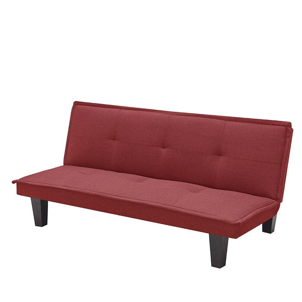 64.57" Fabric Futon Sofa Bed, Convertible Folding Futon Sofa Bed Sleeper with Adjustable Tufted Back and Plastic Legs