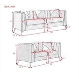 64" Loveseat Sofa Velvet Padded Sofa Removable Cushions Sofa with Deep Channel Tufting & Gold Metal Feet, Pillows Included