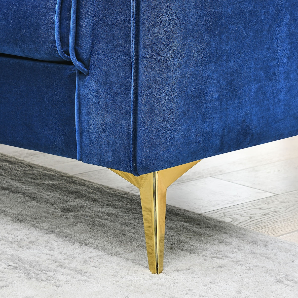 64" Loveseat Sofa Velvet Padded Sofa Removable Cushions Sofa with Deep Channel Tufting & Gold Metal Feet, Pillows Included