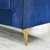 64" Loveseat Sofa Velvet Padded Sofa Removable Cushions Sofa with Deep Channel Tufting & Gold Metal Feet, Pillows Included