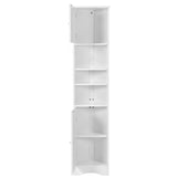 64" MDF 2-door Bathroom Corner Cabinet with Adjustable Shelves