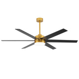 65 Inch Gold Large LED Ceiling Fan with Light and Remote(6-Blade)