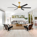 65 Inch Gold Large LED Ceiling Fan with Light and Remote(6-Blade)