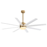 65 Inch Gold Morden Ceiling Fan with Light Remote(8-Blade)