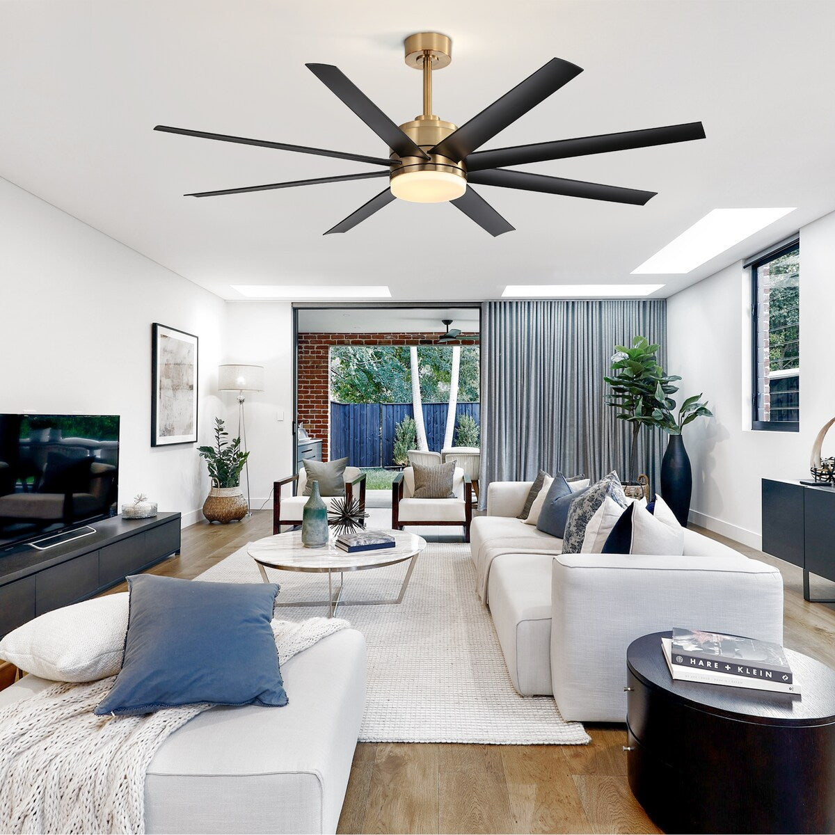 65 Inch Gold Morden Ceiling Fan with Light Remote(8-Blade)