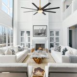 65 Inch Gold Morden Ceiling Fan with Light Remote(8-Blade)