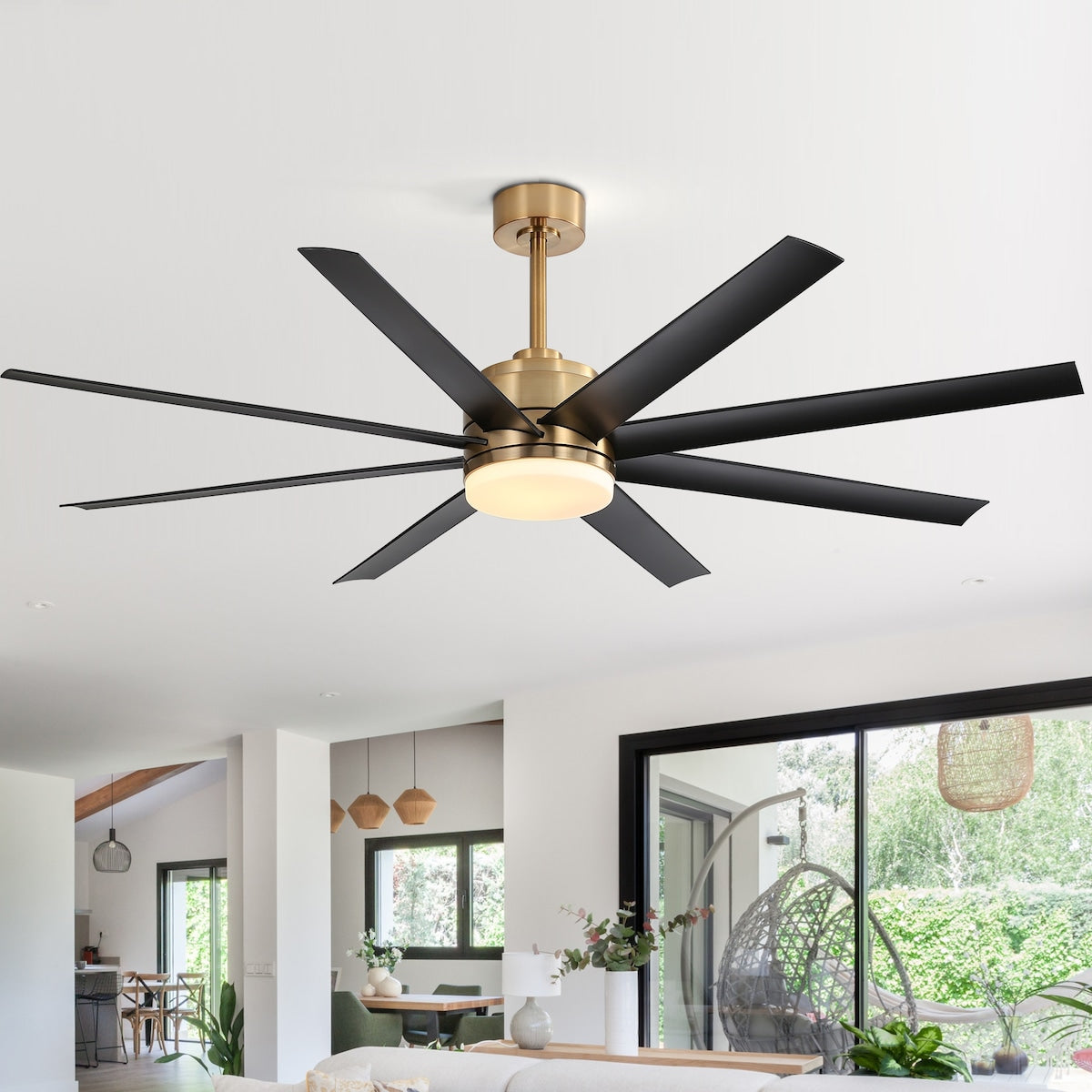 65 Inch Gold Morden Ceiling Fan with Light Remote(8-Blade)