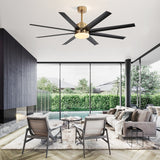 65 Inch Gold Morden Ceiling Fan with Light Remote(8-Blade)