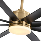 65 Inch Gold Morden Ceiling Fan with Light Remote(8-Blade)