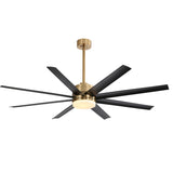 65 Inch Gold Morden Ceiling Fan with Light Remote(8-Blade)