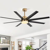 65 Inch Gold Morden Ceiling Fan with Light Remote(8-Blade)