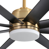 65 Inch Gold Morden Ceiling Fan with Light Remote(8-Blade)