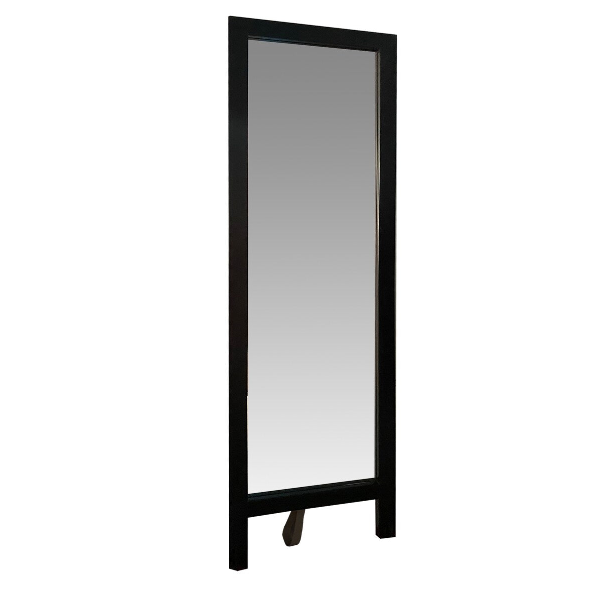 65 Inch Rectangle Wooden Cheval Full Length Standing Mirror with Easel Legs, Black