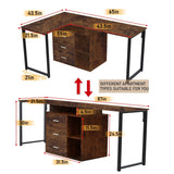 65 Inch Workstation 2 Tier Shelves Writing Table PC Gaming 2 Person Desk 3 Storage Drawers Home Office