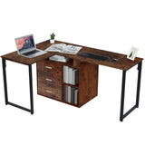 65 Inch Workstation 2 Tier Shelves Writing Table PC Gaming 2 Person Desk 3 Storage Drawers Home Office