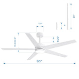 65-in Gold Color-changing Indoor Chandelier Ceiling Fan with Light and Remote (5-Blade)