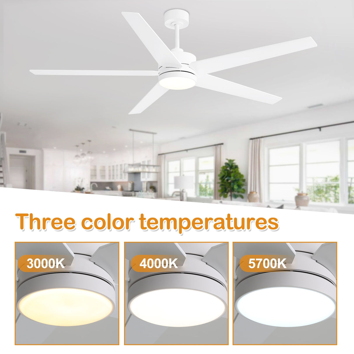 65-in Gold Color-changing Indoor Chandelier Ceiling Fan with Light and Remote (5-Blade)